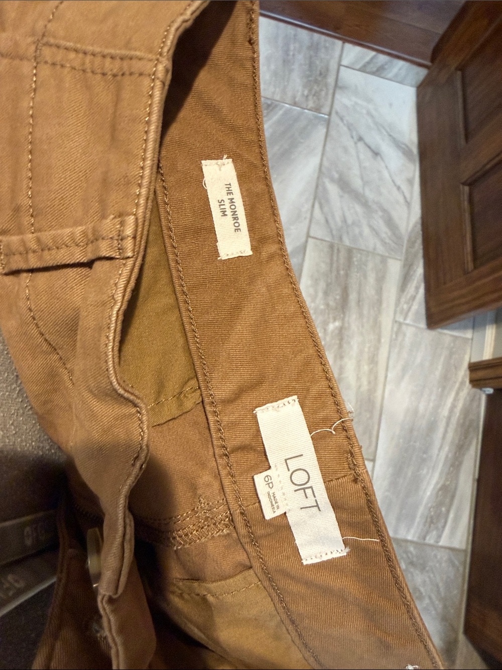 LOFT women’s  Slim Chino Pants in Tan Brown